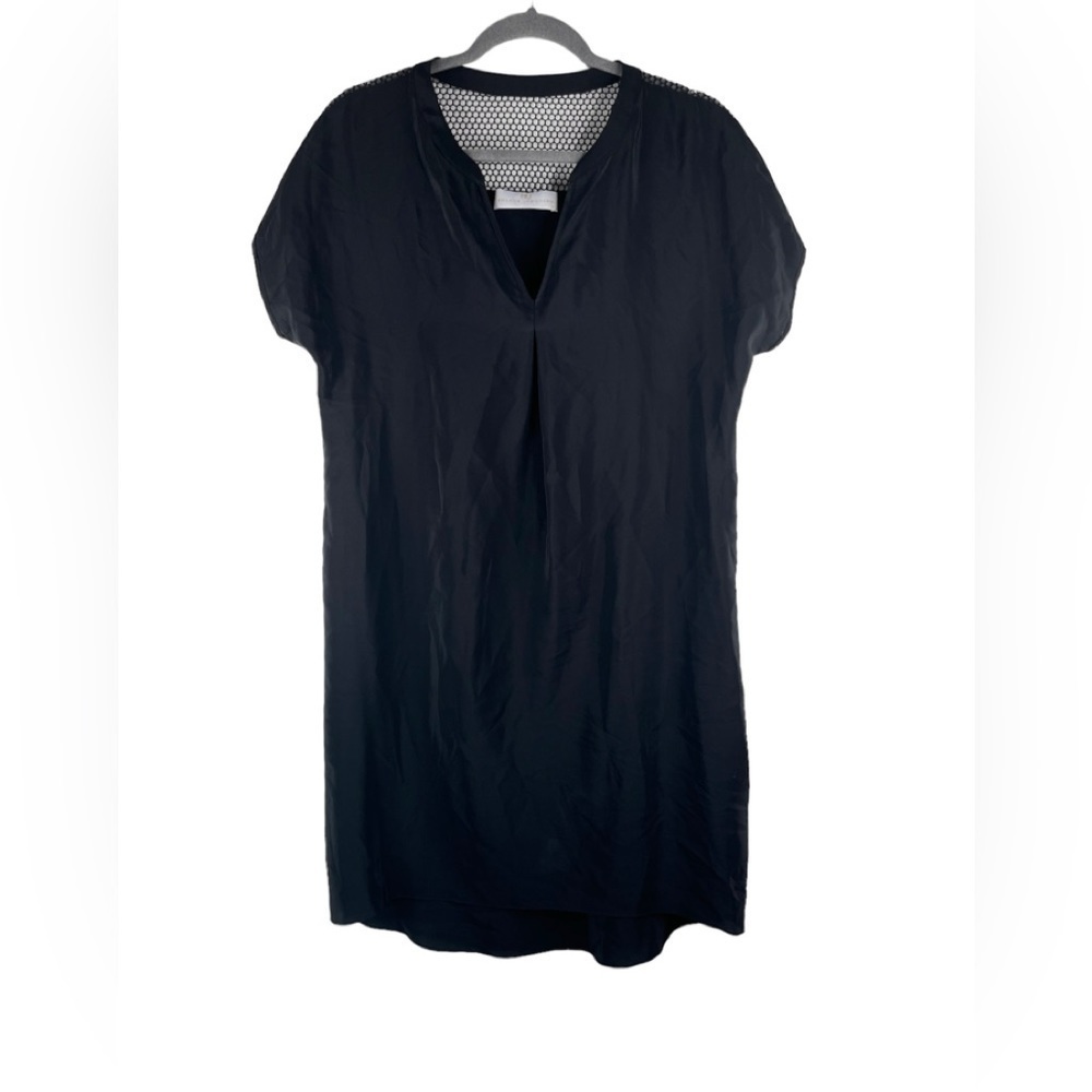 Amanda Uprichard Black Silk Mesh Detail Dress Size Small